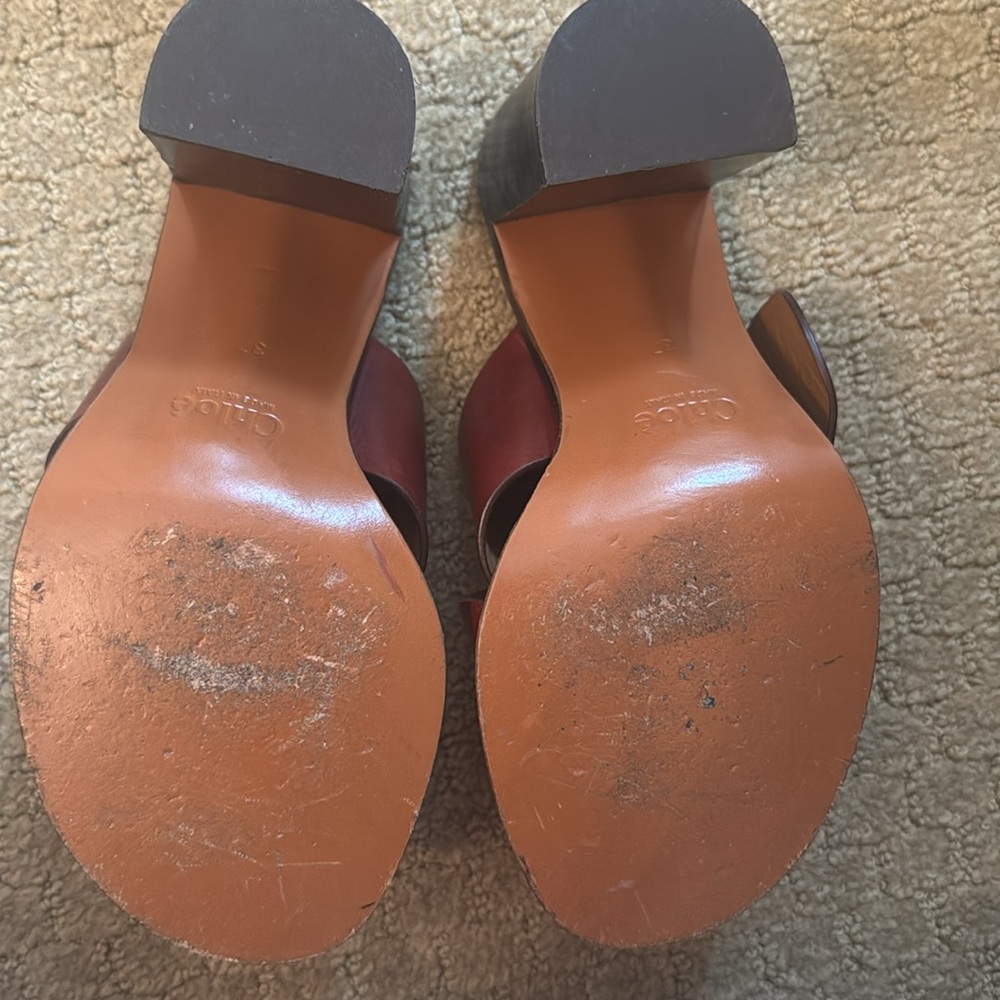 Chloe Burgundy and Gold Sandals - Picture 3 of 3